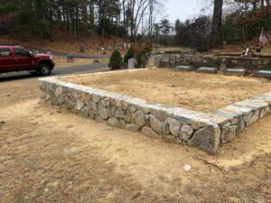 A picture of the natural stone retaining wall