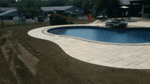 A picture of the pavement construction near the pool